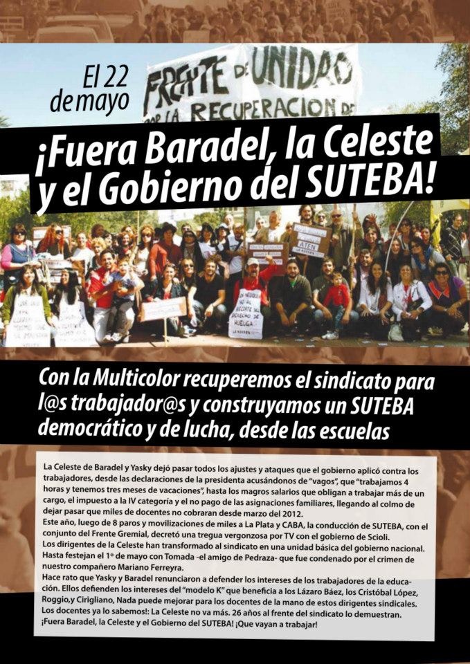 Gran campaña de la Marrón en la Lista Multicolor para recuperar el sindicato docente
