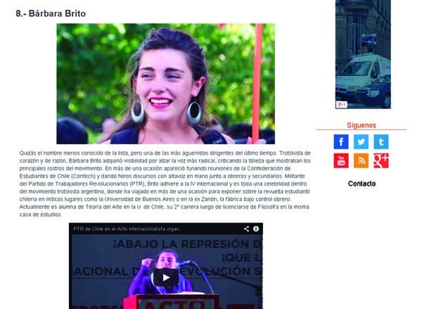 Chile: Bárbara Brito entre los principales dirigentes estudiantiles