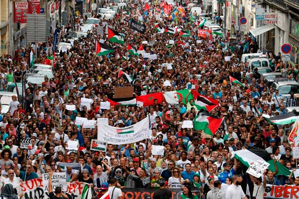 Francia: manifestaciones de miles en apoyo al pueblo palestino