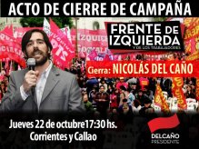 Nicolás del Caño encabeza este jueves el acto de cierre del Frente de Izquierda