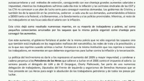 Declaración de El Despegue: marchamos el 20D por aumento para trabajadores, no para represores