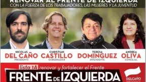 Tandil: Lista 1A Frente de Izquierda encabezada por Teresa Domínguez, Andrea Oliva y Gonzalo Grela