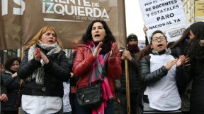 Corte en el Obelisco: Paro docente en solidaridad con trabajadores de Chubut