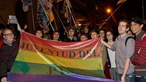 Concentración contra las leyes homofóbicas en Rusia